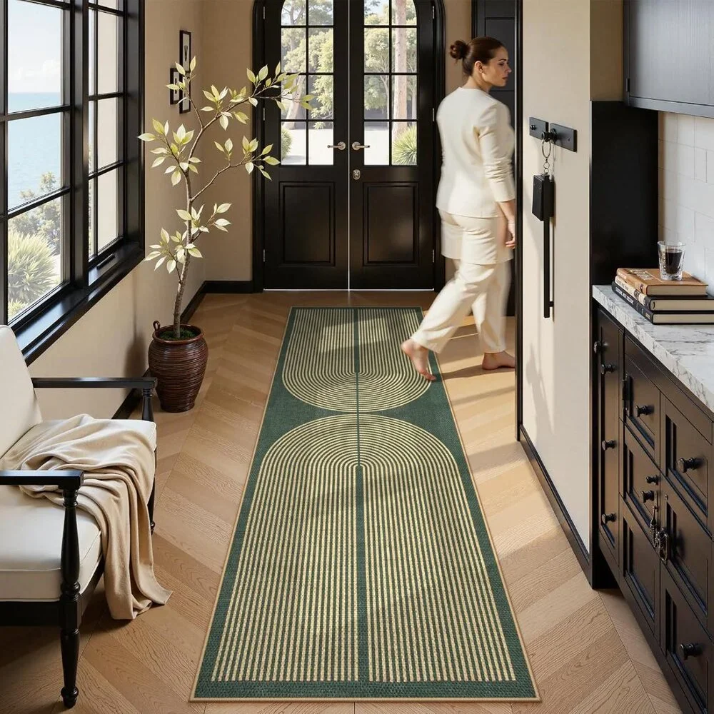 New Modern Rainbow Easy Jute Kitchen Runner, 2x8 Indoor Outdoor Runner Rug